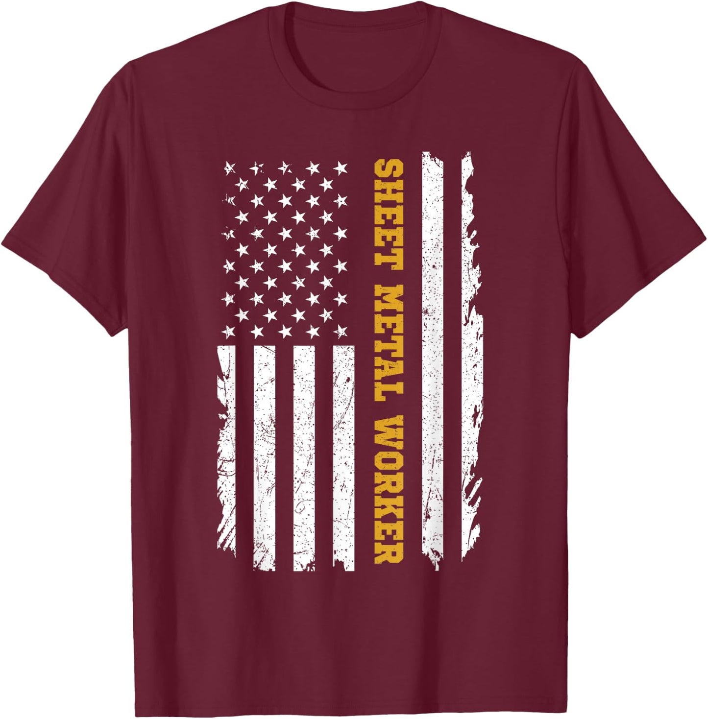Sheet Metal Workers US Flag T-Shirt - T-Shirt | Maroon