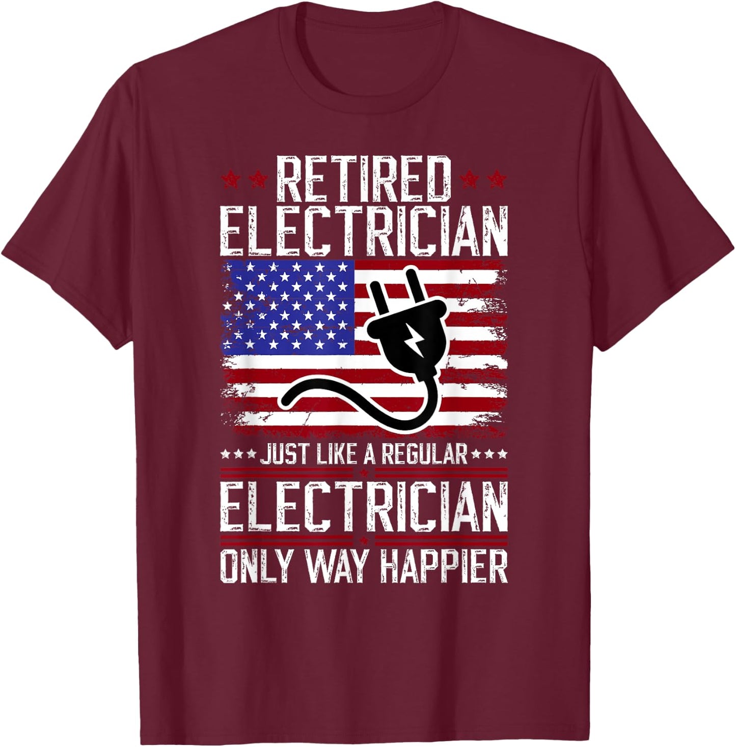 Funny Retired Electrician Retirement Electrician Retirement T-Shirt - T-Shirt | Maroon