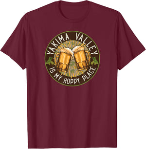 Yakima Valley Hops Country Washington Beer Lover Hoppy Place T-Shirt - T-Shirt | Maroon