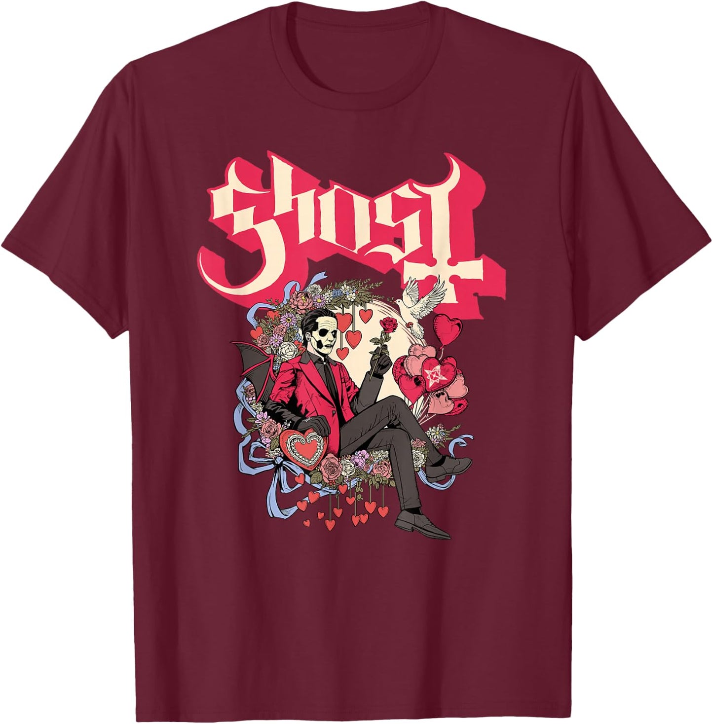 Ghost - Papa Cupid Valentine's Day T-Shirt - T-Shirt | Maroon