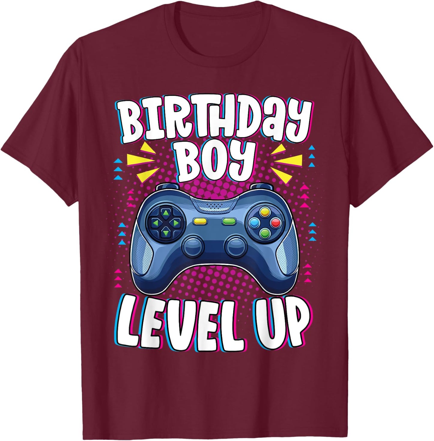Birthday Boy Shirt Level Up Boys Matching Gamer Birthday T-Shirt - T-Shirt | Maroon
