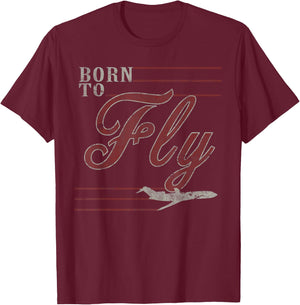 Born to Fly 727 Airplane Vintage Distressed Pilot T-Shirt - T-Shirt | Maroon