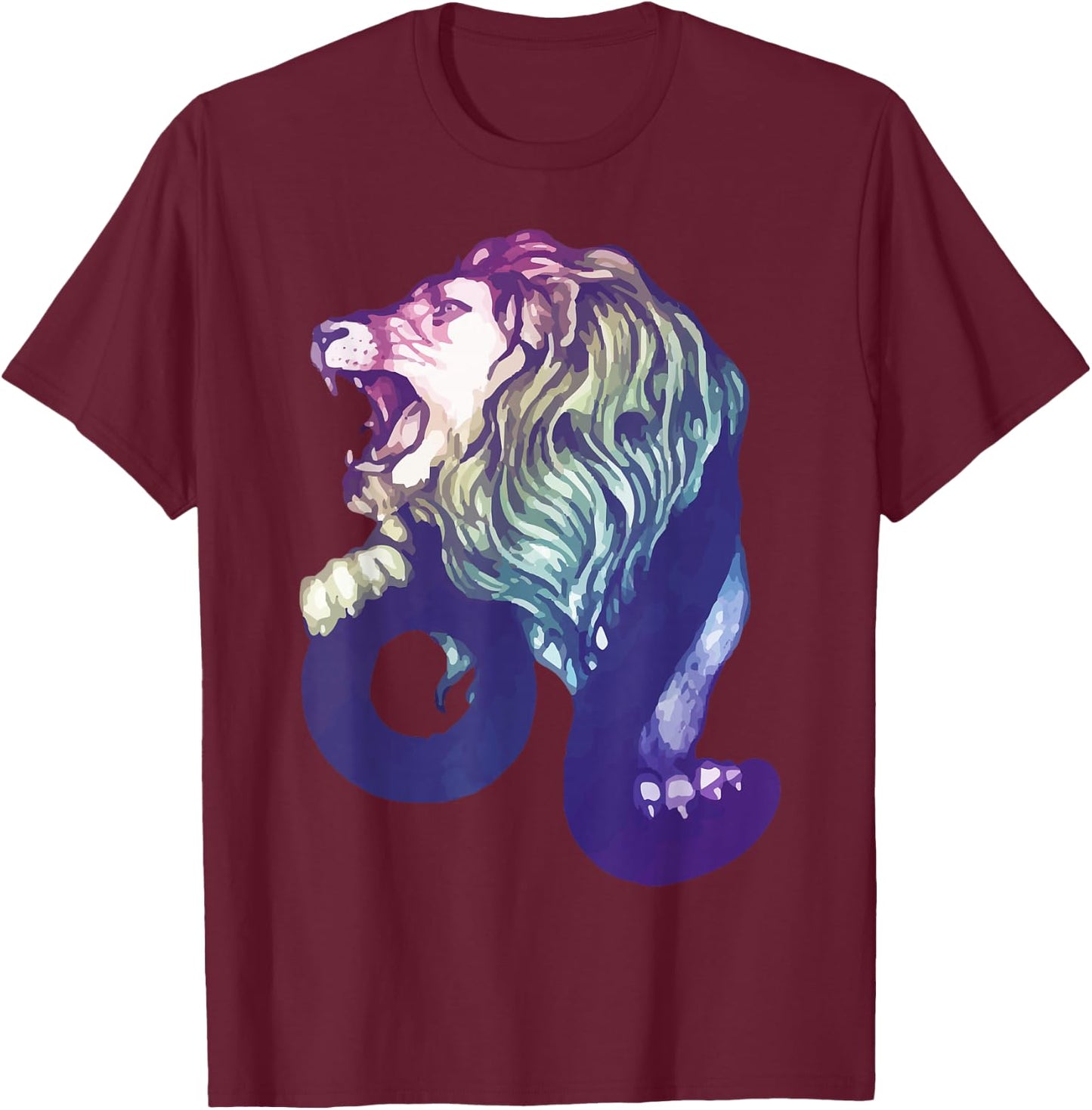 Lion Watercolour | Zodiac Sign Zodiac Sign T-Shirt - T-Shirt | Maroon