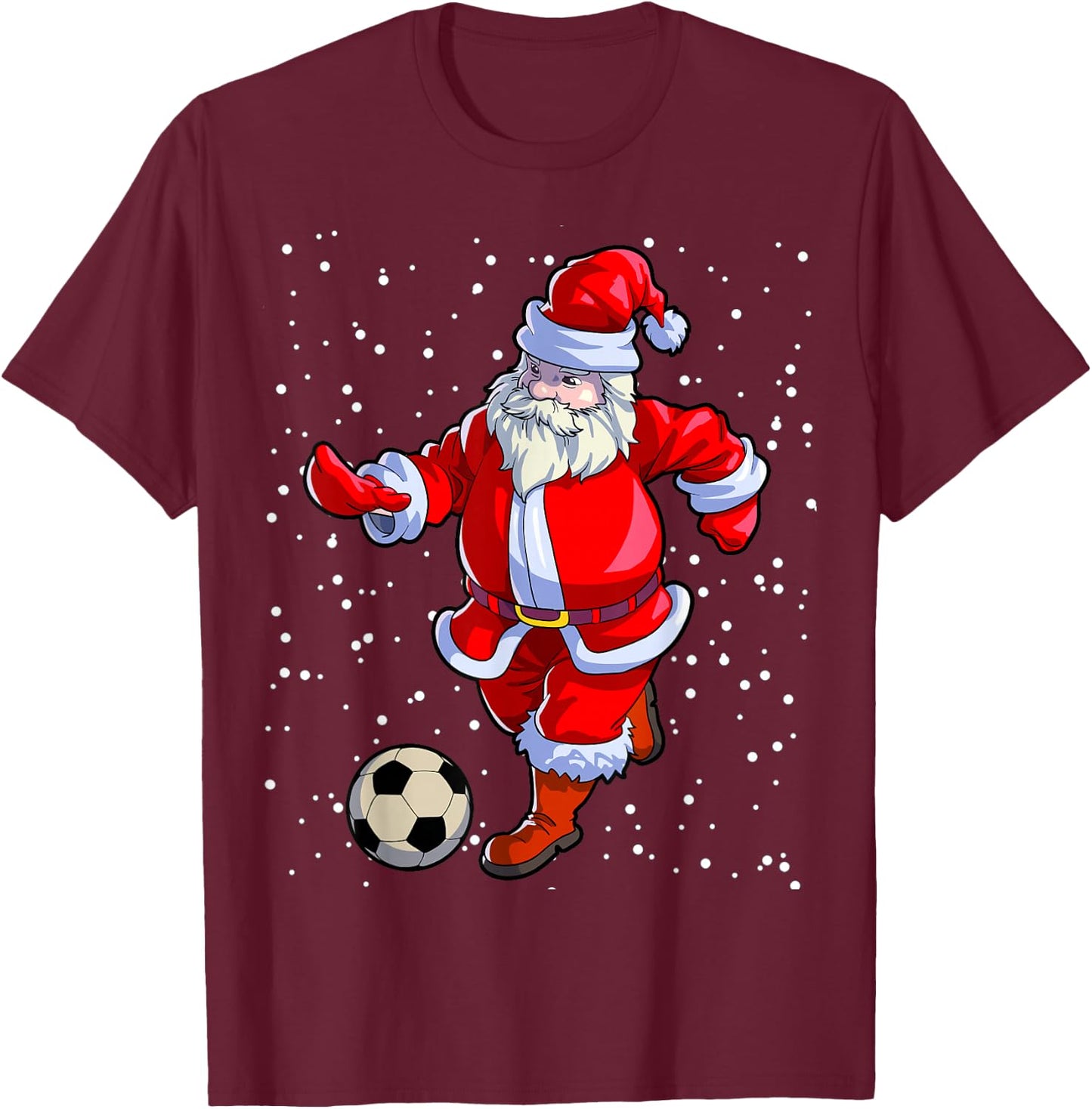 Soccer Christmas Shirt Men Kids Boys Soccer Santa Claus T-Shirt - T-Shirt | Maroon