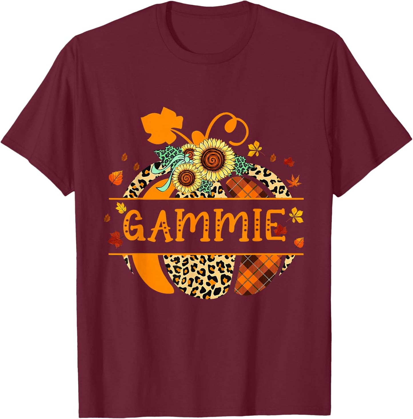 Thankful Grateful Gammie Pumpkin For Halloween, Thanksgiving T-Shirt - T-Shirt | Maroon