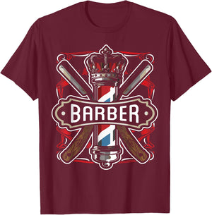 Barber Vintage Cool Outfit Barber Razor Gift T-Shirt - T-Shirt | Maroon