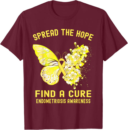 Spread The Hope Find A Cure Endometriosis Awareness T-Shirt - T-Shirt | Maroon