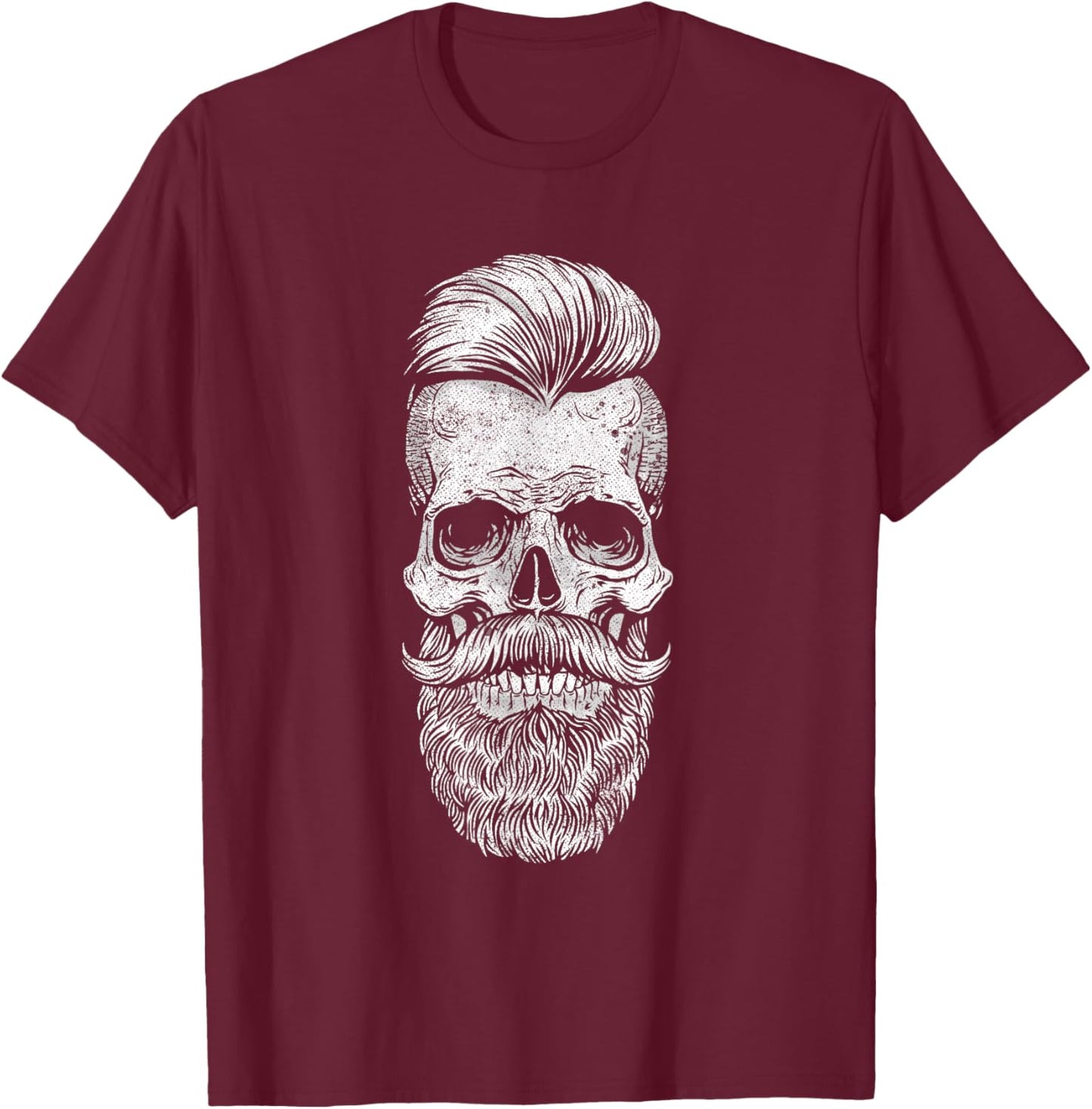 Funny Vintage Hipster Bearded Skull. Beard Lover T-Shirt - T-Shirt | Maroon