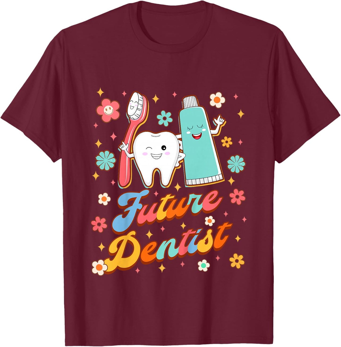 Kids Funny Baby Shower Dental Hygienist Mommy & Me Future Dentist T-Shirt - T-Shirt | Maroon