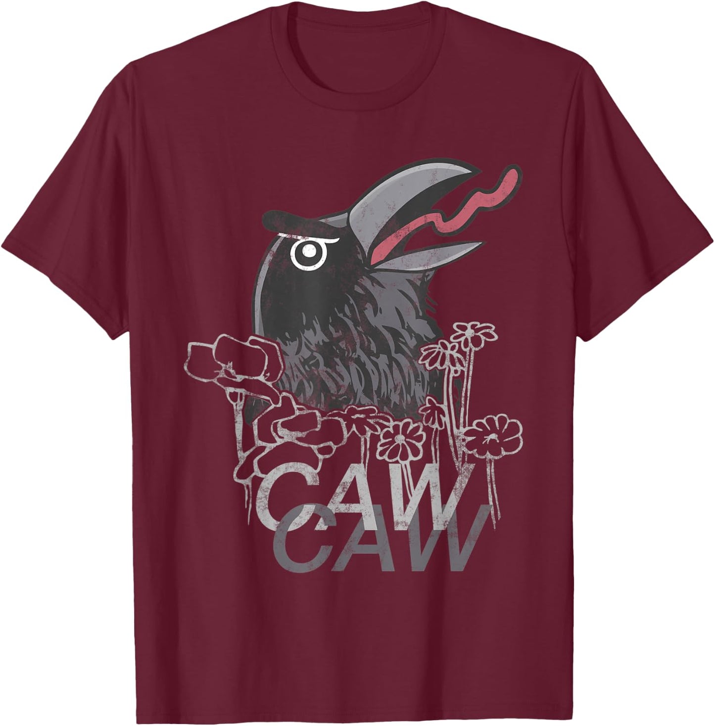 Crow Caw Caw T-Shirt - T-Shirt | Maroon