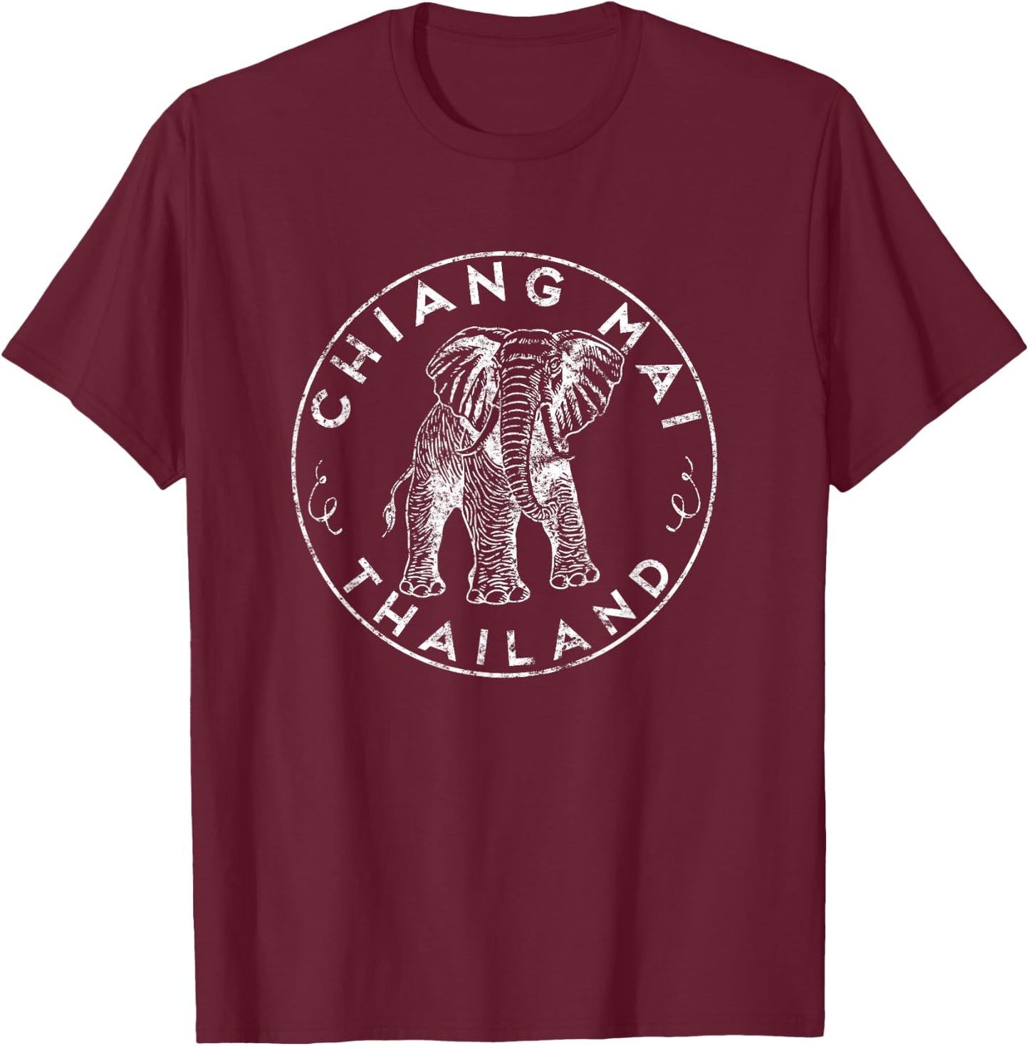 Chiang Mai Thailand Elephant Exotic Thai Digital Nomad T-Shirt - T-Shirt | Maroon