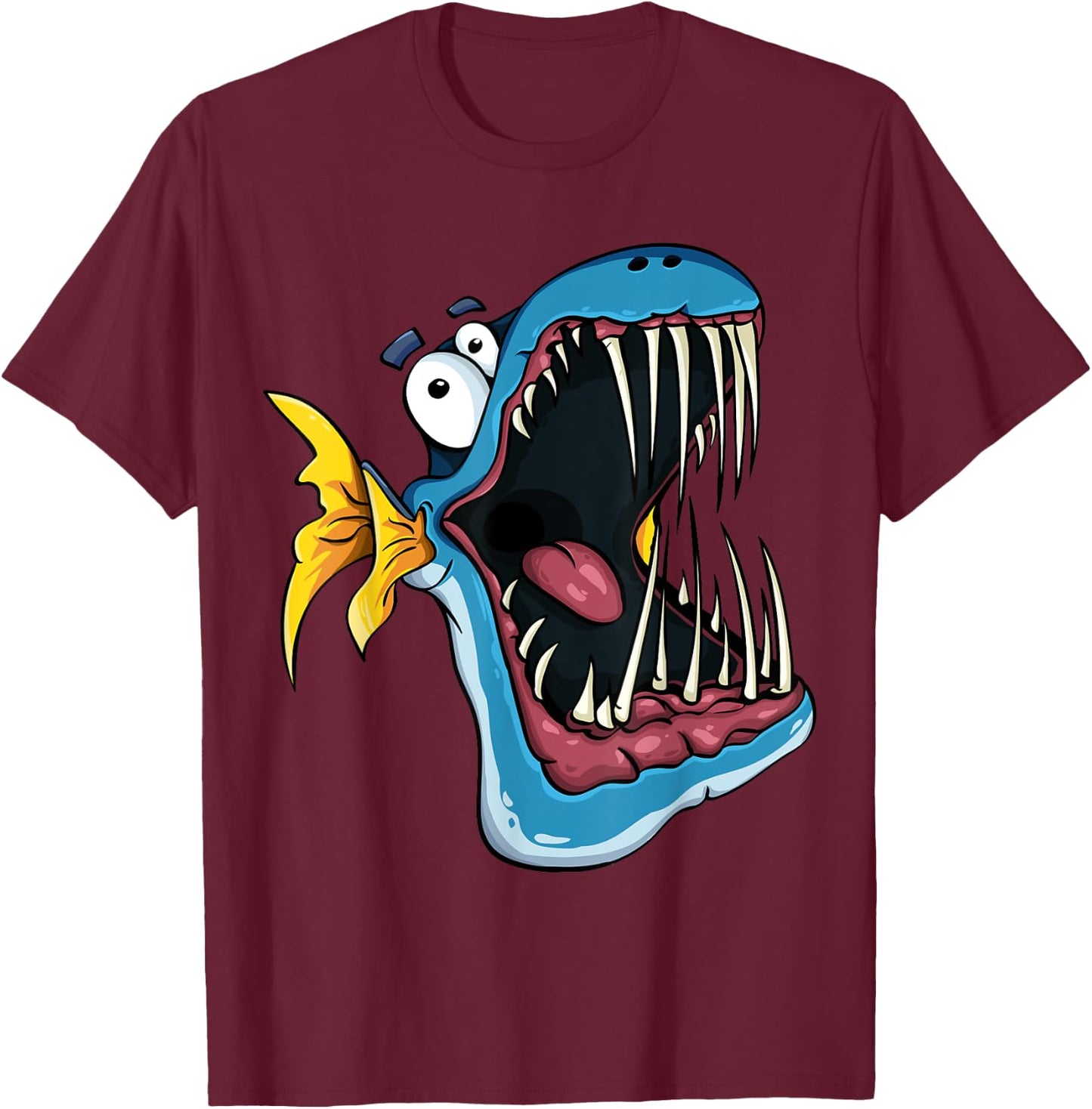 Cute Cheek Fish Piranha teeth I Children's T-Shirt - T-Shirt | Maroon