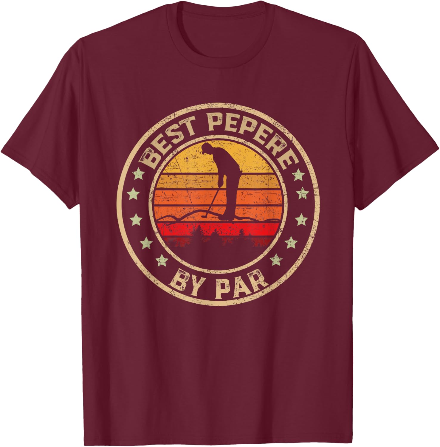 Vintage Best Pepere by Par Shirt Fathers Day Golfing T-Shirt - T-Shirt | Maroon