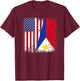 Half Filipino Flag | Vintage Philippines USA Gift T-Shirt - T-Shirt | Maroon