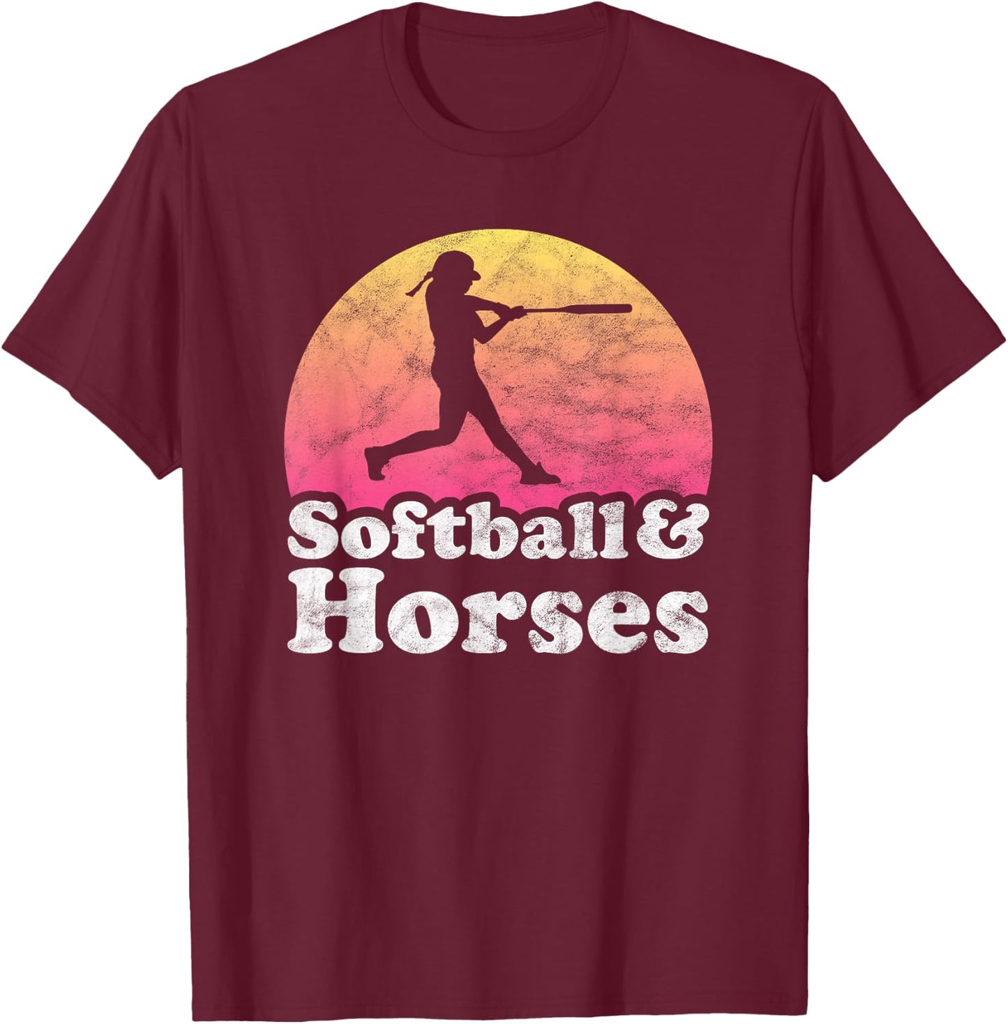 Softball and Horses Women or Girls Horse T-Shirt - T-Shirt | Maroon