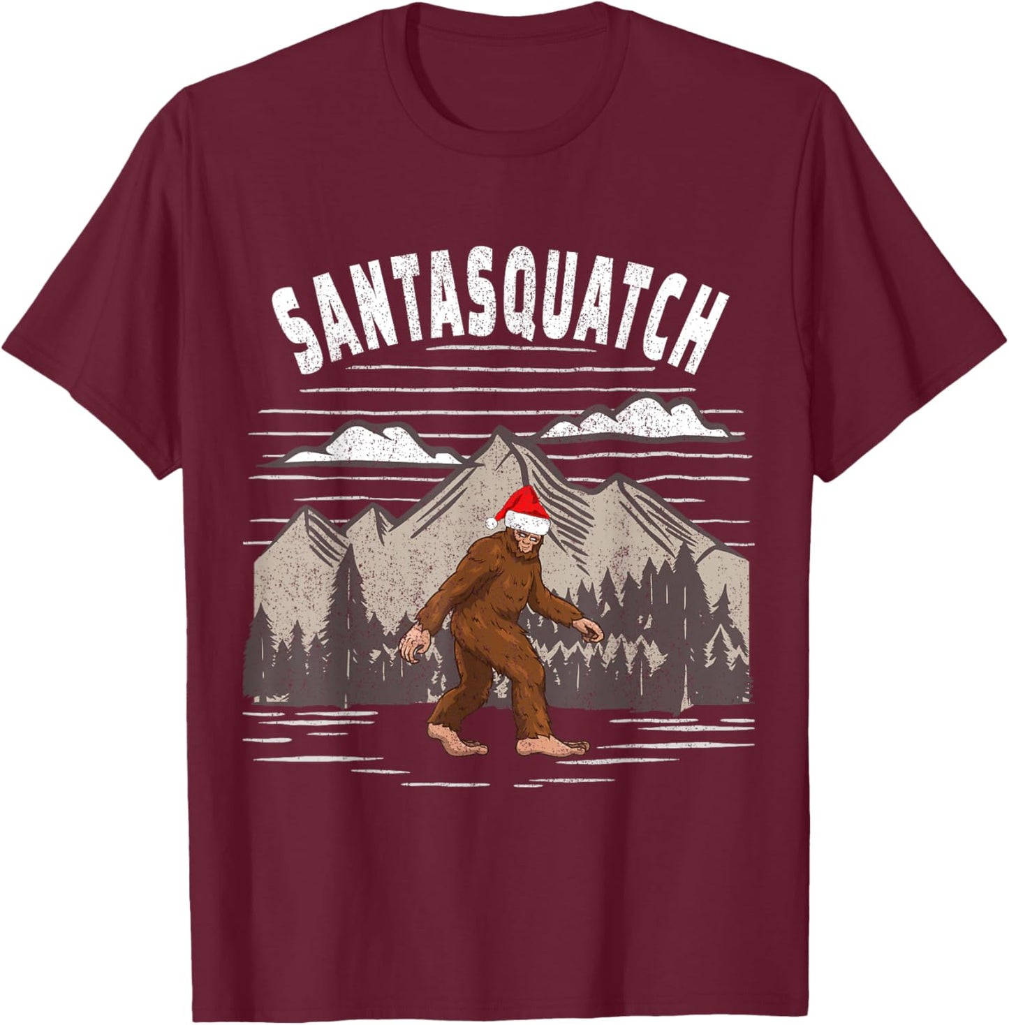Christmas Sasquatch - Santasquatch Bigfoot T-Shirt - T-Shirt | Maroon
