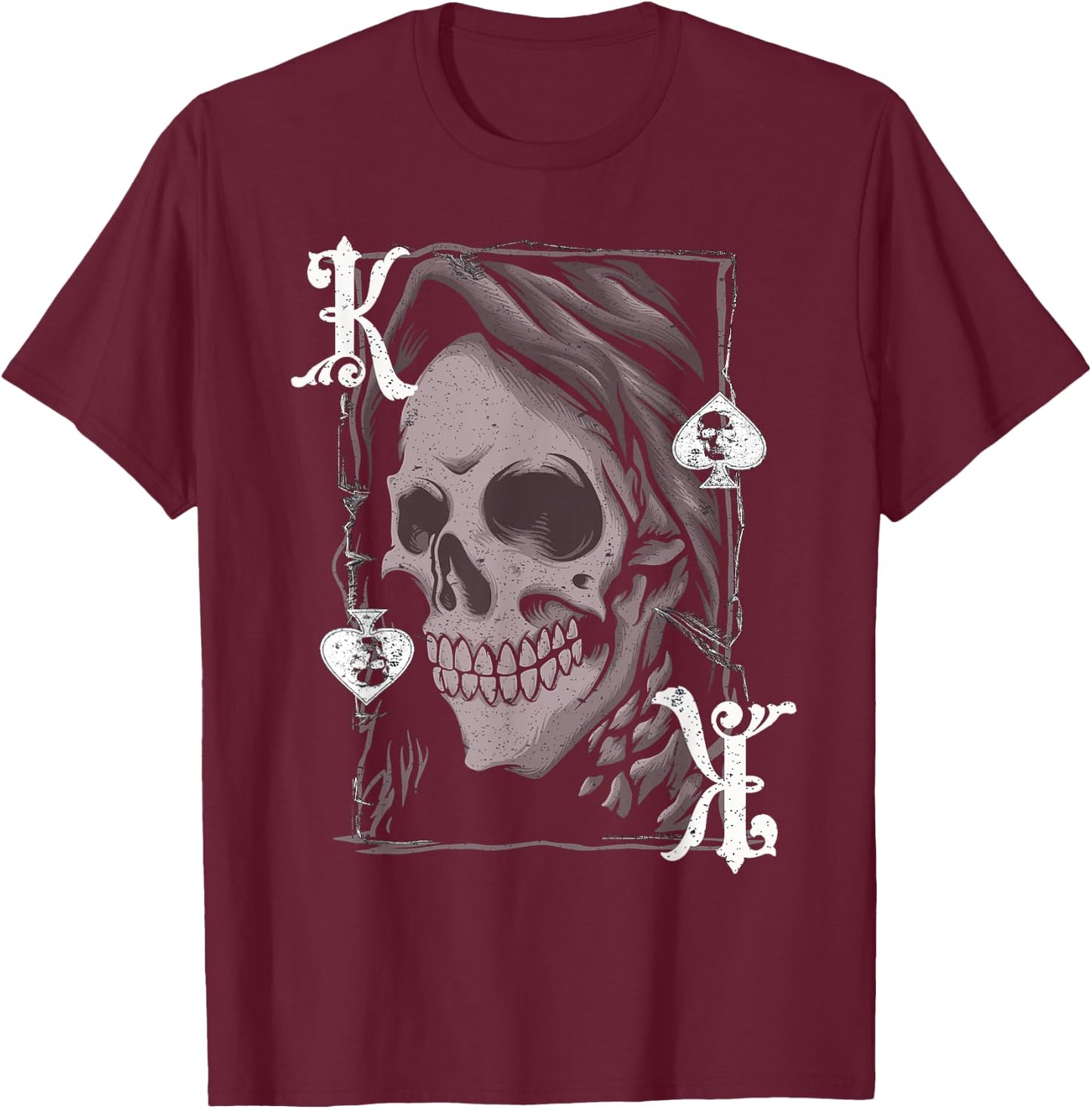King Of Spades Grim Reaper - Vintage Poker Design T-Shirt - T-Shirt | Maroon