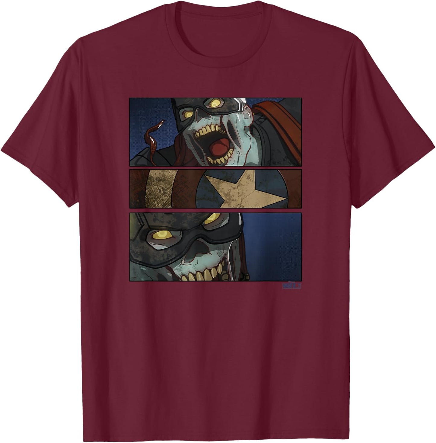 Marvel What If Zombie Captain America Panels T-Shirt - T-Shirt | Maroon