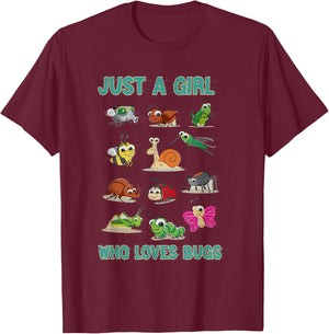 Just A Girl Who Loves Bugs For Insect Lover Designs T-Shirt - T-Shirt | Maroon
