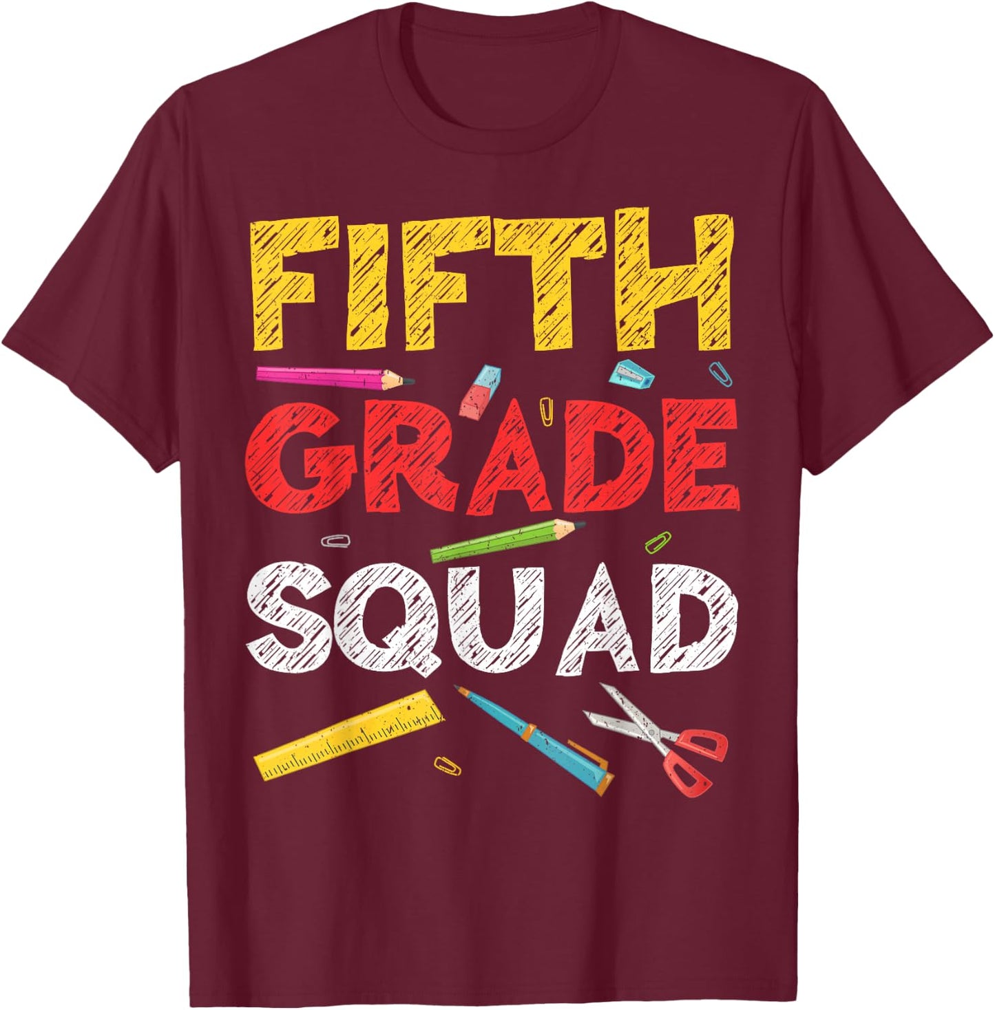 Fifth Grade Squad Shirt 5th Grade Boy Girl Student Teacher T-Shirt - T-Shirt | Maroon