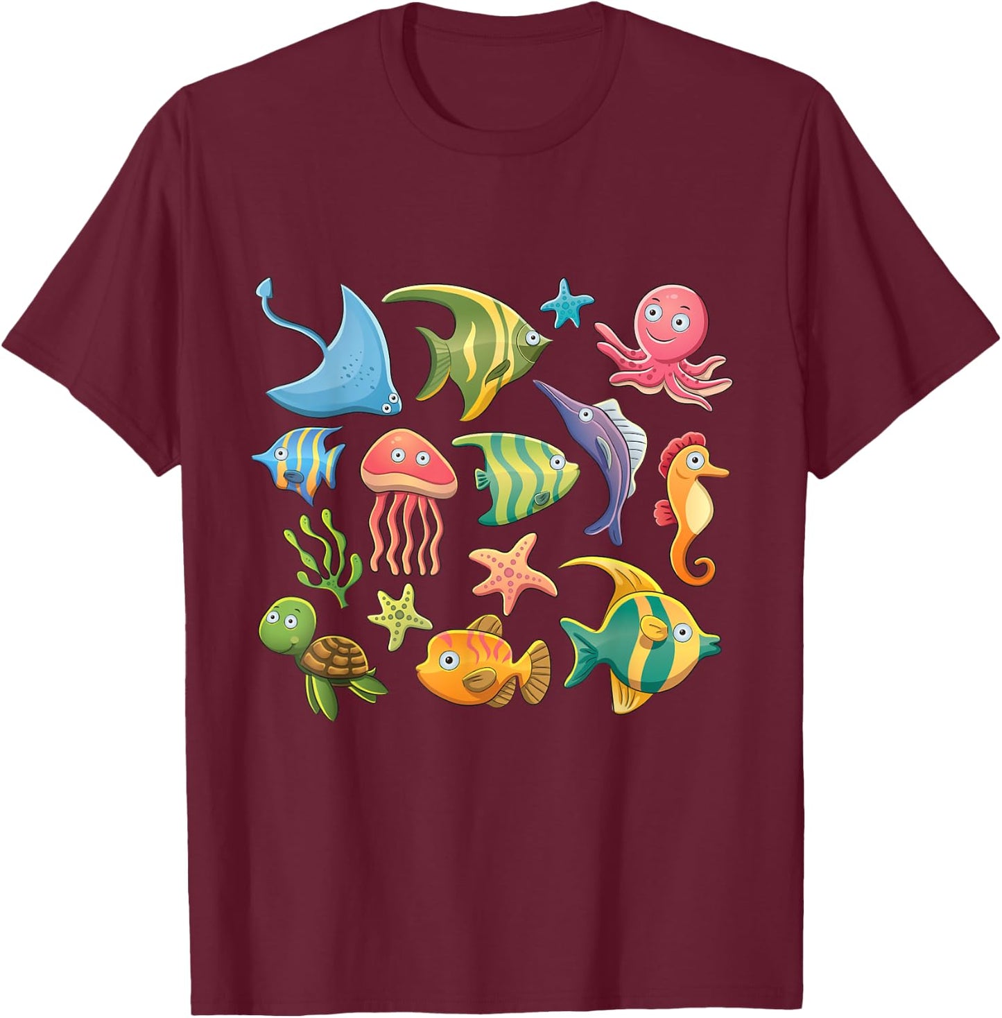 Sea animal shirt for girls, Sea animal for kids and women T-Shirt - T-Shirt | Maroon