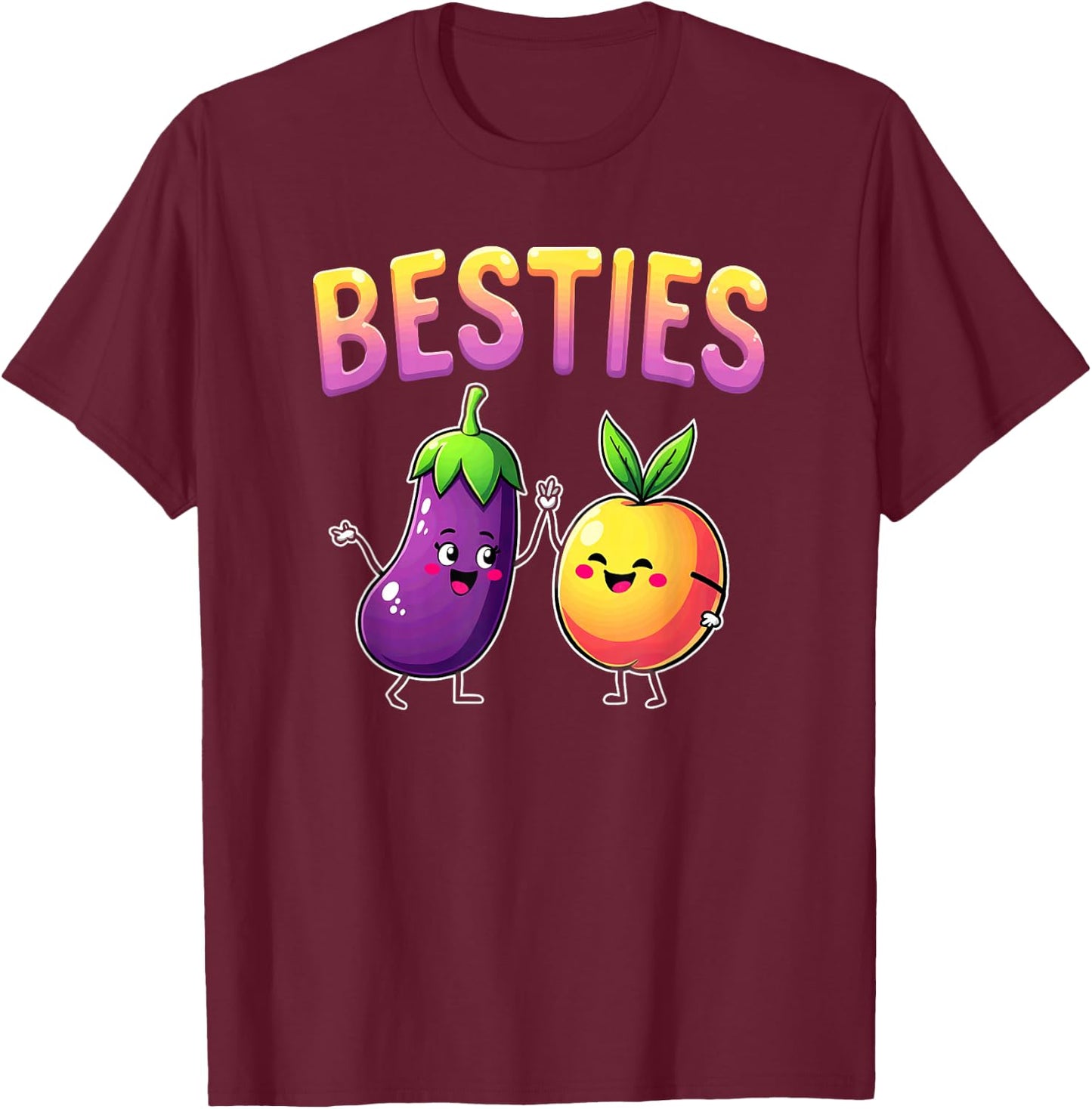 Adult Joke Bestie Eggplant & Peach T-Shirt - T-Shirt | Maroon