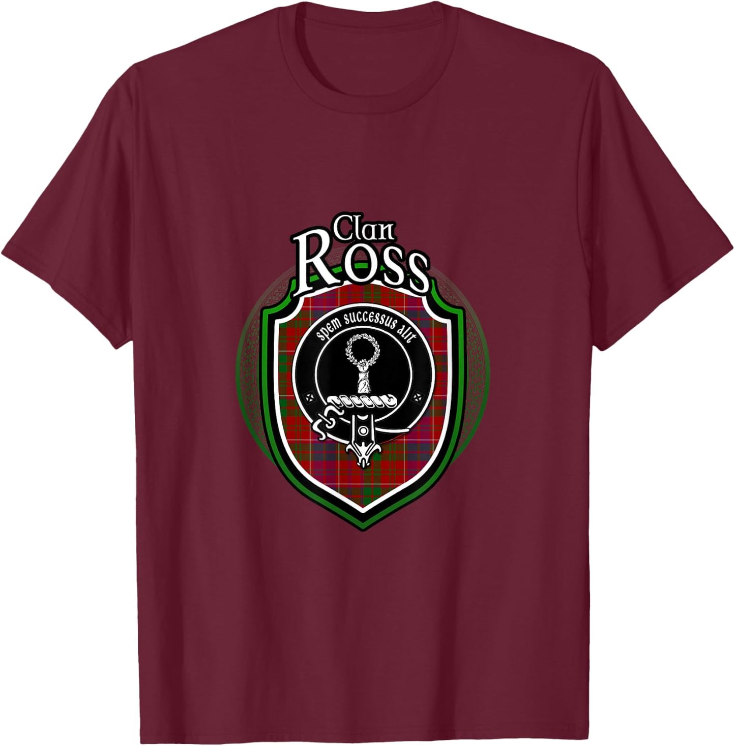 Ross Clan Crest | Scottish Clan Ross Family Crest Badge T-Shirt - T-Shirt | Maroon