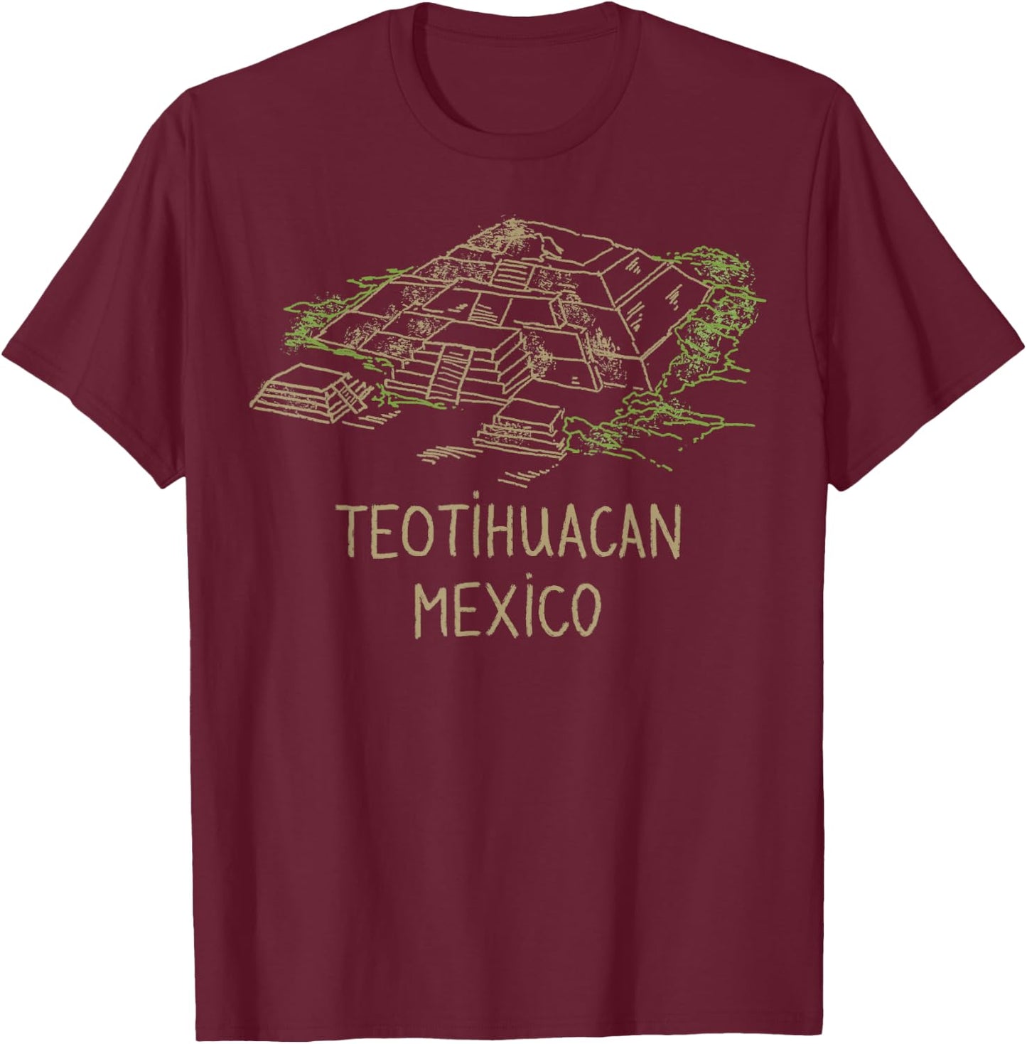 Teotihuacan Mexico T-Shirt - T-Shirt | Maroon