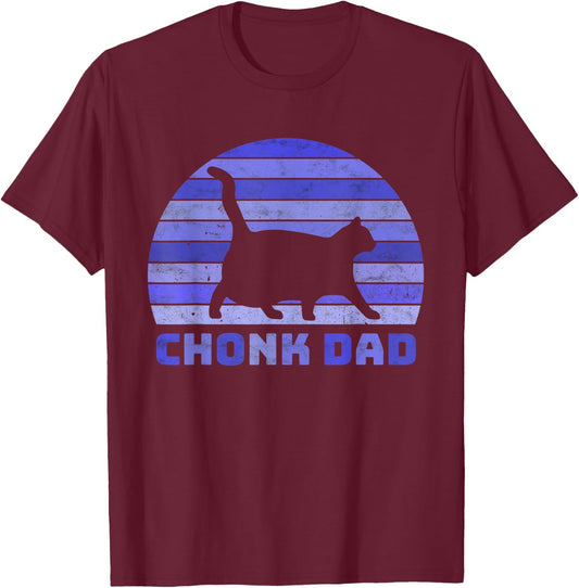 Chonk Cat Scale Chonk Dad Meme Retro Memes T-Shirt - T-Shirt | Maroon