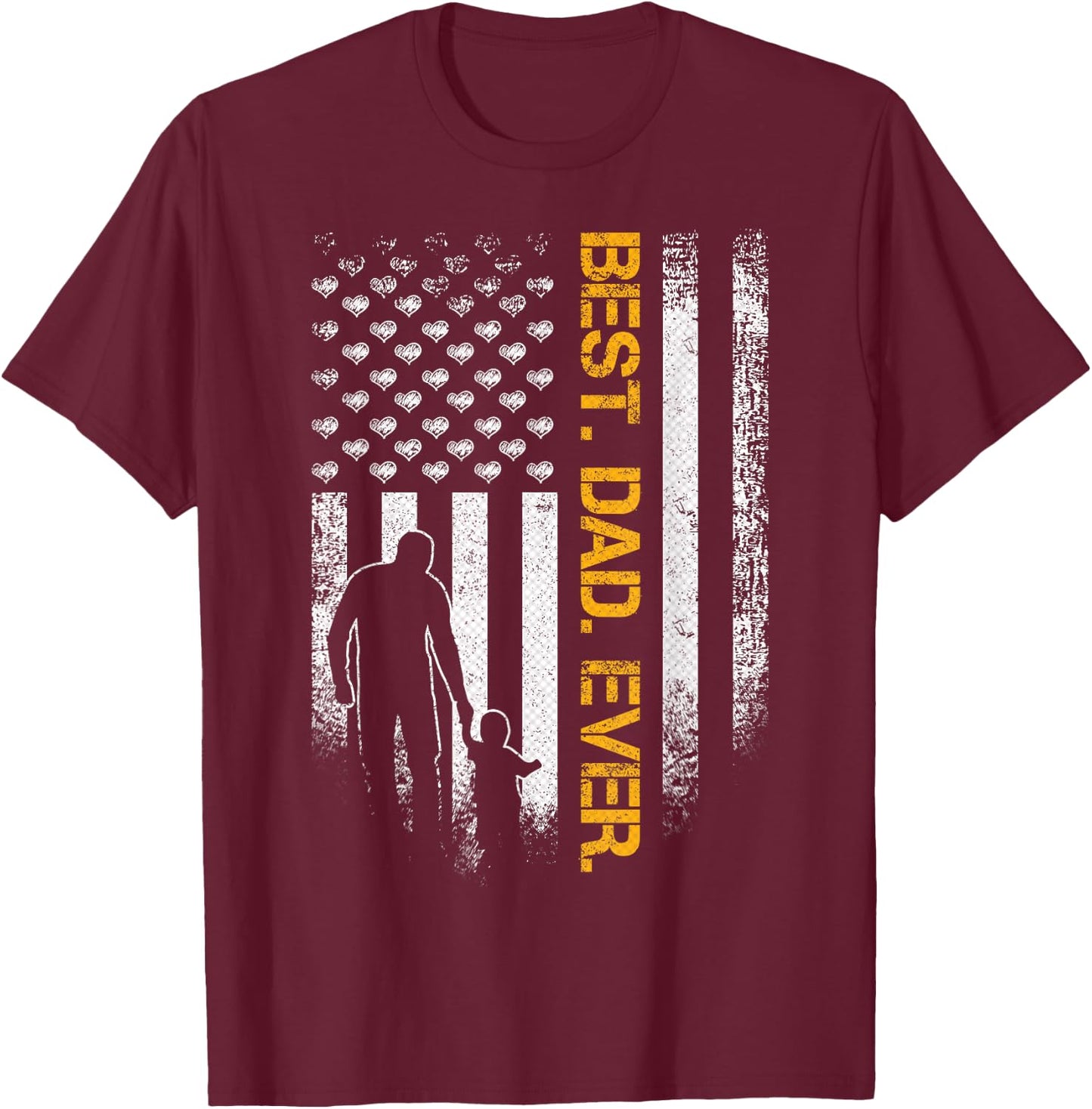 Vintage USA American Flag Best Dad Ever Funny Father's Day T-Shirt - T-Shirt | Maroon