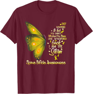 I am the storm Spina Bifida Awareness Butterfly T-Shirt - T-Shirt | Maroon