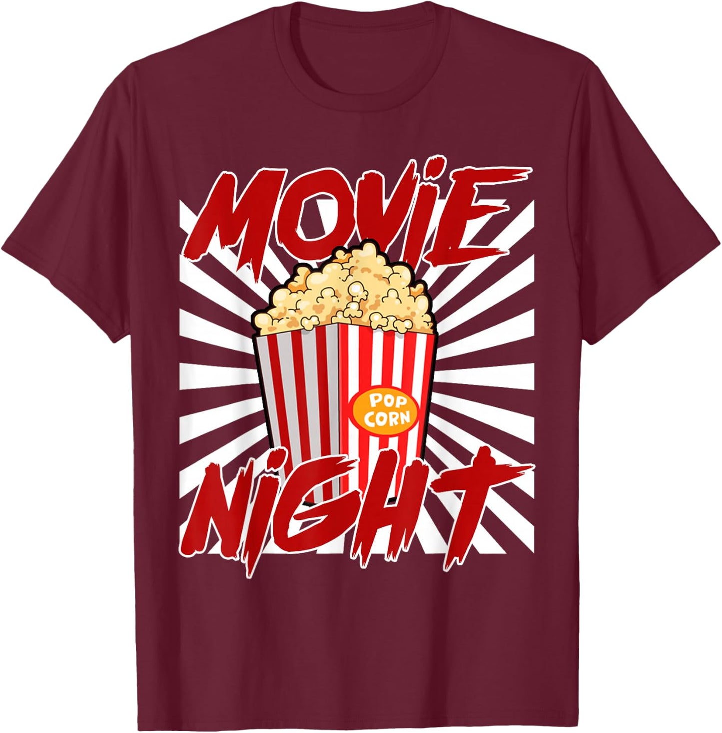 Movie Night Popcorn Funny Cinema Lover T-Shirt - T-Shirt | Maroon