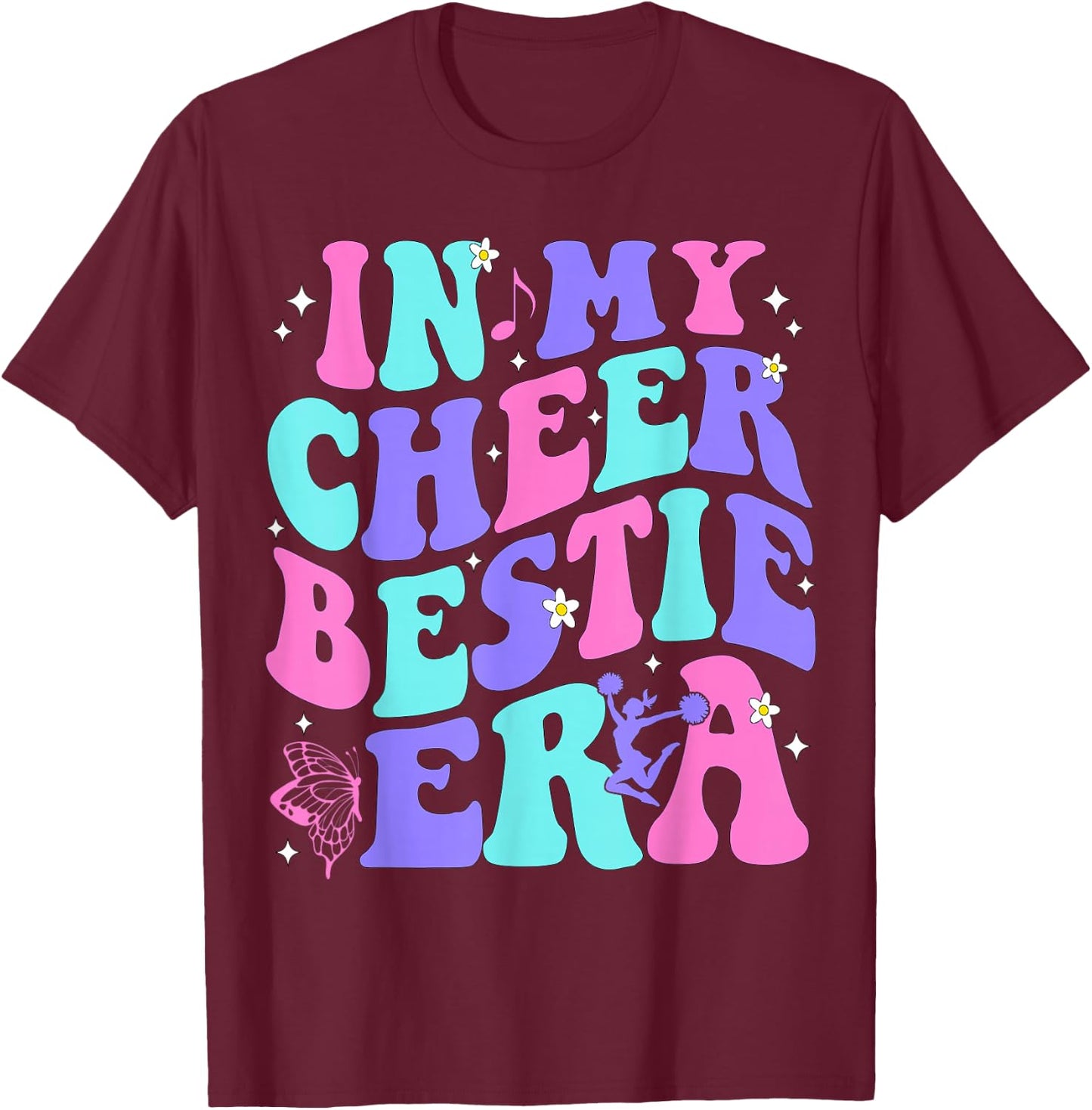 In My Cheer Bestie Era Kids Girls Boys Cheerleader Cheering T-Shirt - T-Shirt | Maroon