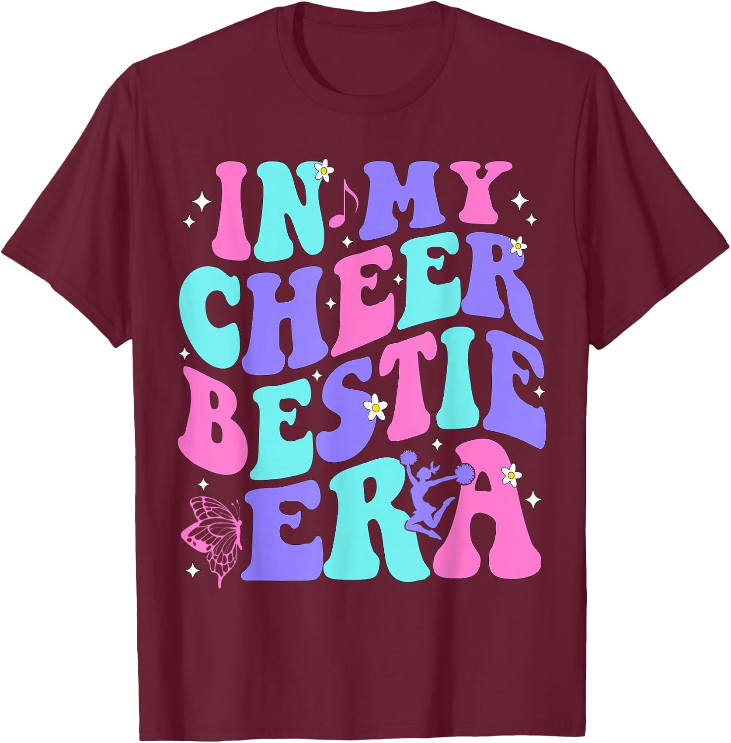 In My Cheer Bestie Era Kids Girls Boys Cheerleader Cheering T-Shirt - T-Shirt | Maroon