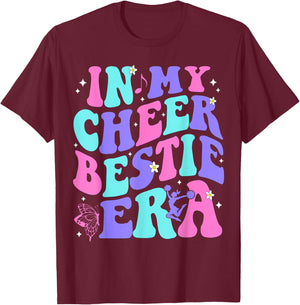 In My Cheer Bestie Era Kids Girls Boys Cheerleader Cheering T-Shirt - T-Shirt | Maroon