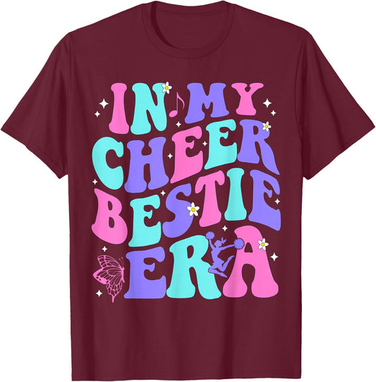 In My Cheer Bestie Era Kids Girls Boys Cheerleader Cheering T-Shirt - T-Shirt | Maroon