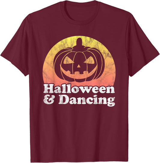 Halloween and Dancing Dance Pumpkin T-Shirt - T-Shirt | Maroon
