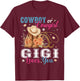 Cowboy Or Cowgirl Gigi Loves You Gender Reveal Party T-Shirt - T-Shirt | Maroon