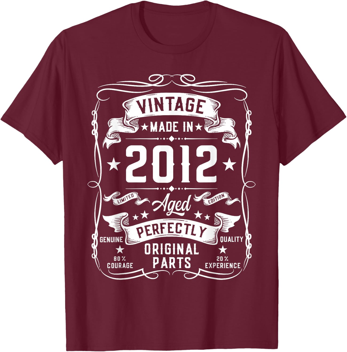 Vintage 2012 13 Years Old Gifts for Boys 13yr 13th Birthday T-Shirt - T-Shirt | Maroon