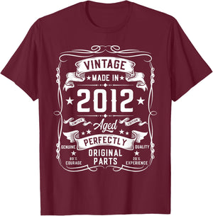 Vintage 2012 13 Years Old Gifts for Boys 13yr 13th Birthday T-Shirt - T-Shirt | Maroon