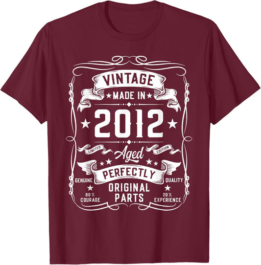 Vintage 2012 13 Years Old Gifts for Boys 13yr 13th Birthday T-Shirt - T-Shirt | Maroon
