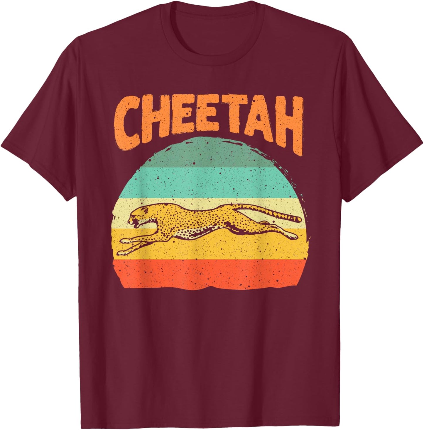Funny Vintage Cheetah Art Boys Girls Leopard Safari Wildlife T-Shirt - T-Shirt | Maroon