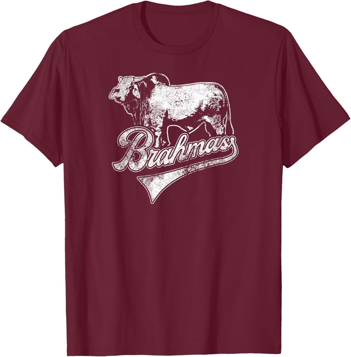 Brahmas School Sports Fan Team Spirit Mascot Vintage T-Shirt - T-Shirt | Maroon