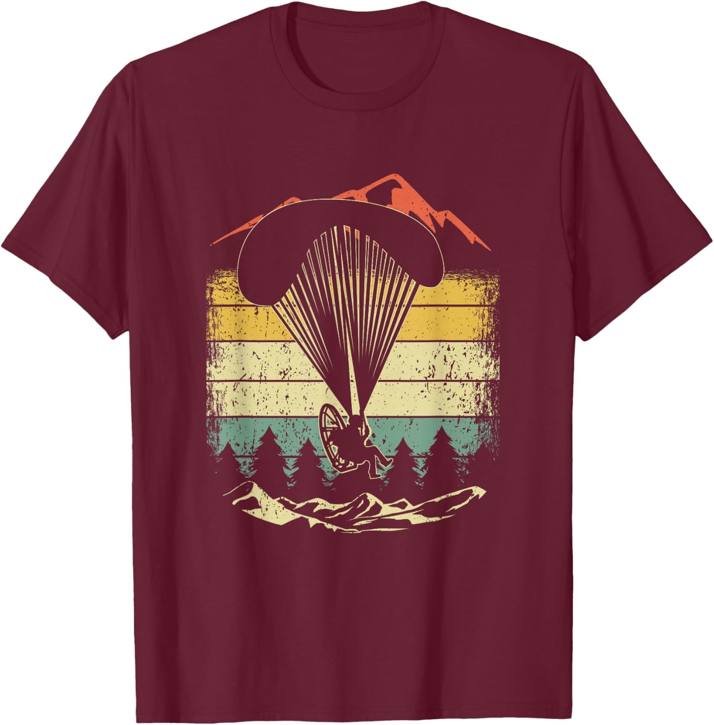 Retro Vintage Paraglider Parachute Parachute Paramotor T-Shirt - T-Shirt | Maroon