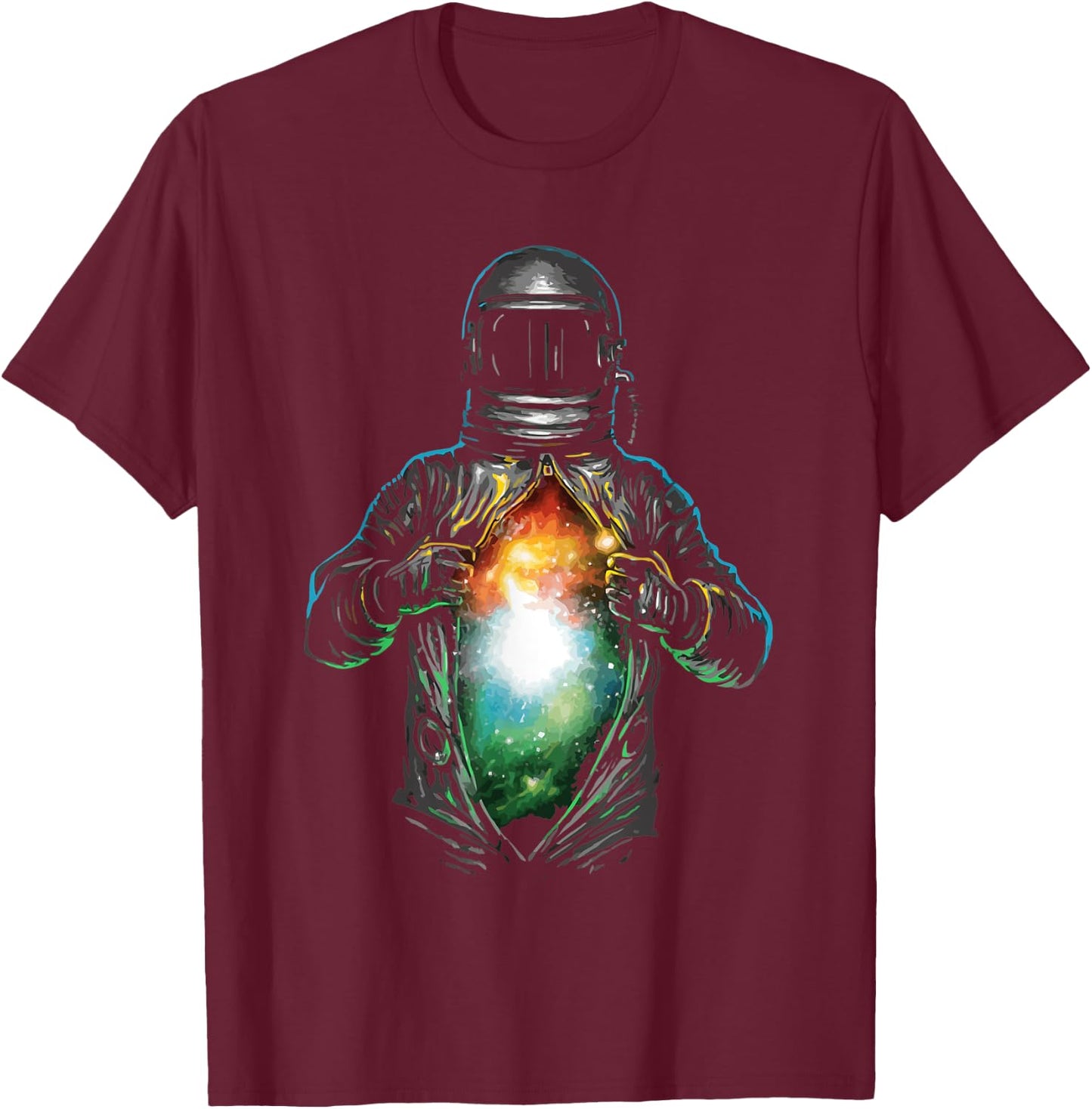Solar Space System Planets Cosmic inside astronaut T-Shirt - T-Shirt | Maroon
