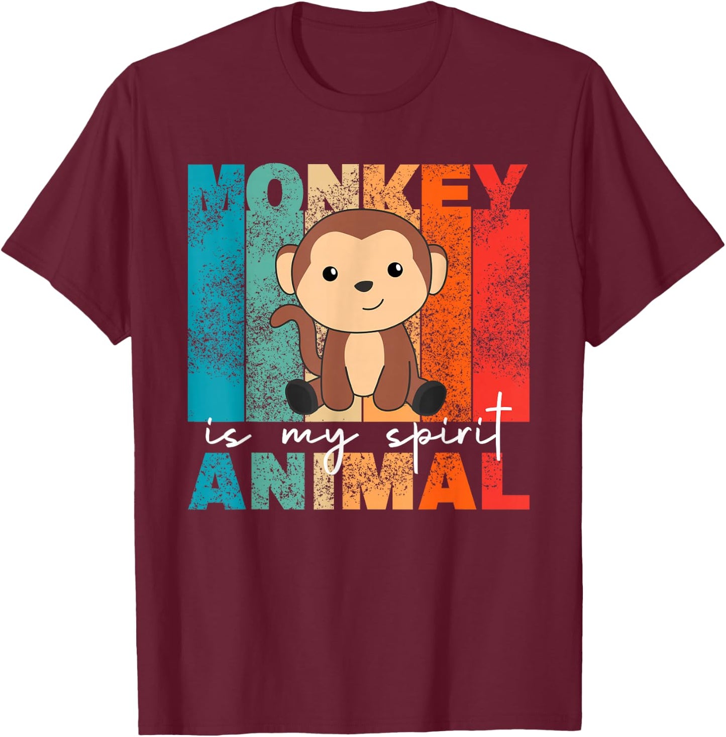 Monkey cute animals vintage Monkey Is My Spirit Animal T-Shirt - T-Shirt | Maroon