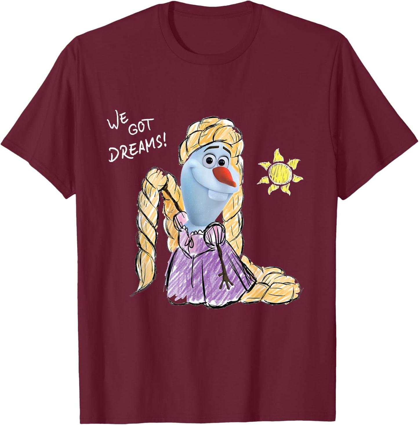 Disney Olaf Presents Tangled Rapunzel We Got Dreams T-Shirt - T-Shirt | Maroon