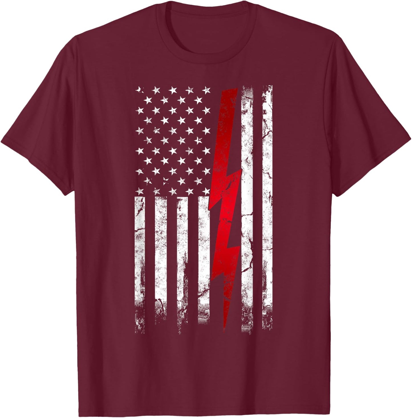 Electrician American Flag Electrical Engineering Women Kids Men T-Shirt - T-Shirt | Maroon