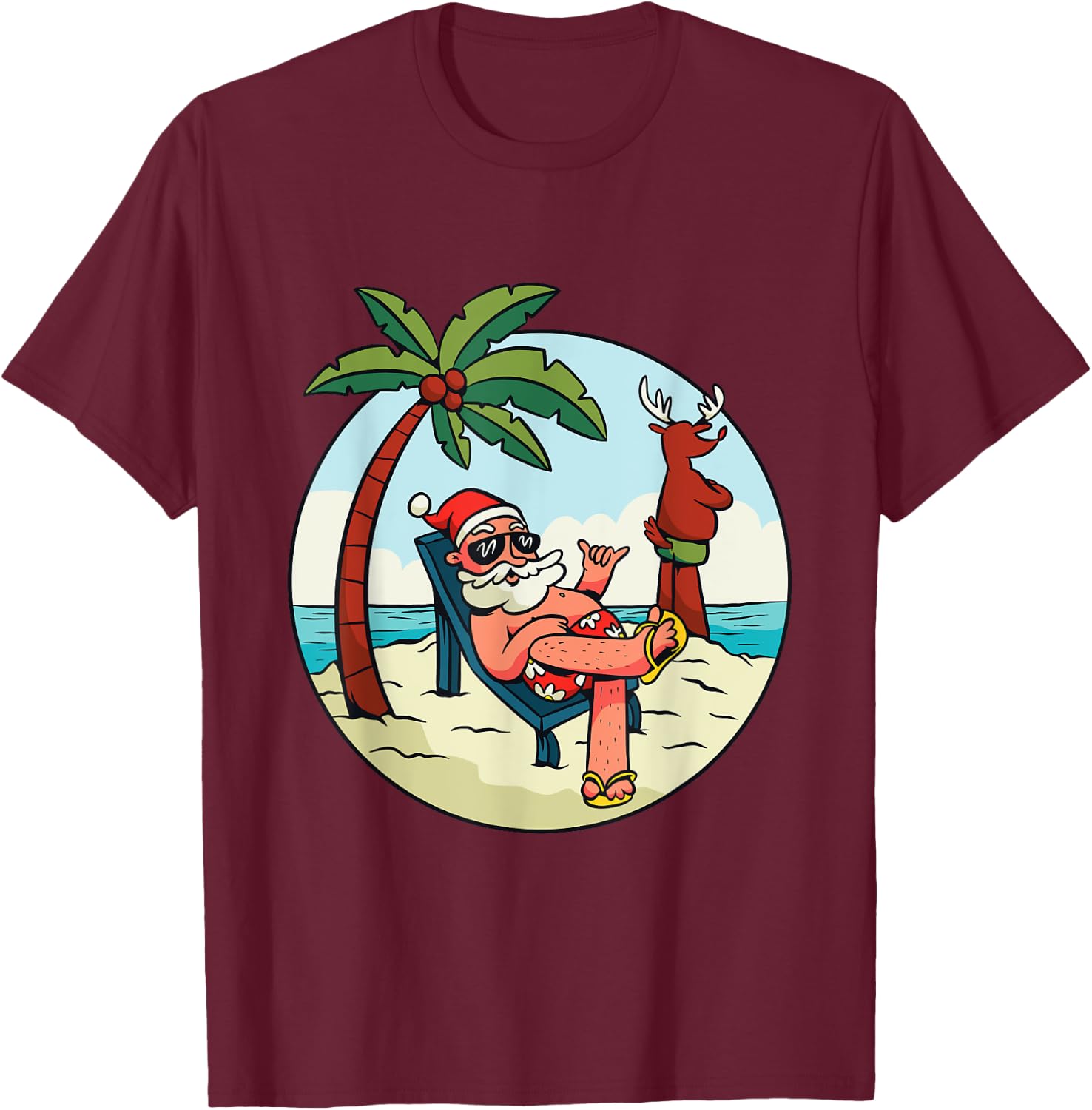 Christmas on the beach Christmas in July Men Women T-Shirt - T-Shirt | Maroon