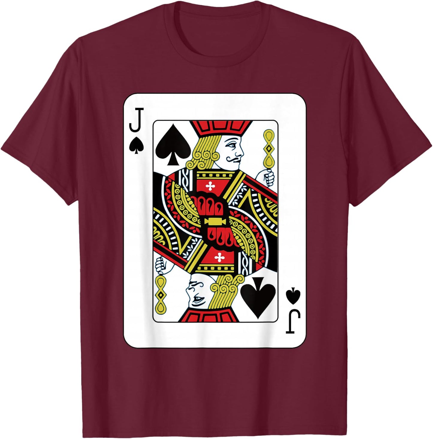Jack Of The Spades Playing Card Poker T-Shirt - T-Shirt | Maroon